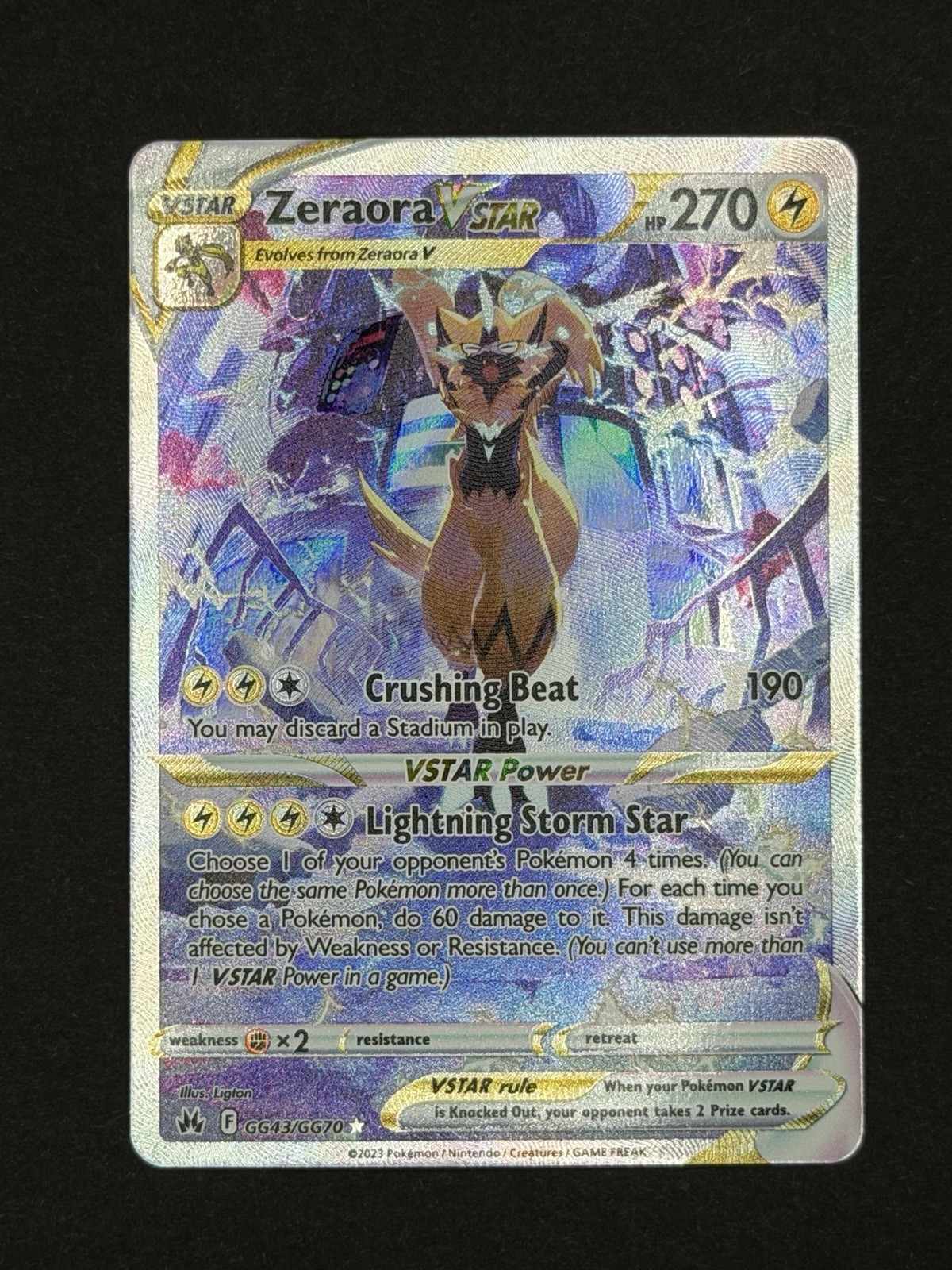 Pokemon 2023 Crown Zenith Galarian Gallery Zeraora VSTAR GG43/GG70 NM