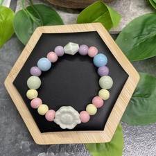 Handmade Ceramic Bead Beaded Stackable 6.5  Plus Stretch Bracelet New B8993