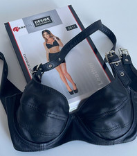 BH Cup Bügel echtes Nappa Leder Ledapol Neckholder Gürtel Schnallen Bra schwarz