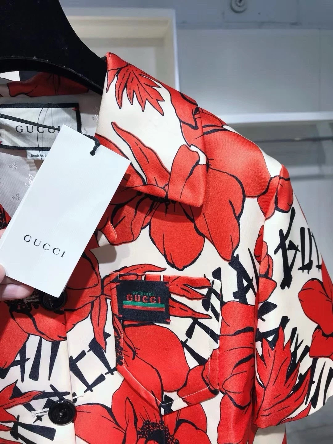 Giacca Gucci papaveri volanti stampa seta duchessa IT38 nuova con etichetta