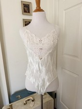 White Vintage 1980s Satin Teddy Lingerie - Medium