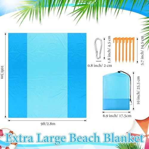 Beach Blanket Sand Proof, Extra Large Beach Mat Outdoor Picnic Blanket 84" X 79" For 5-7 Adults, Waterproof Foldable Picnic Mat With Portable Bag And 4 Stakes For Beach Travel Camping