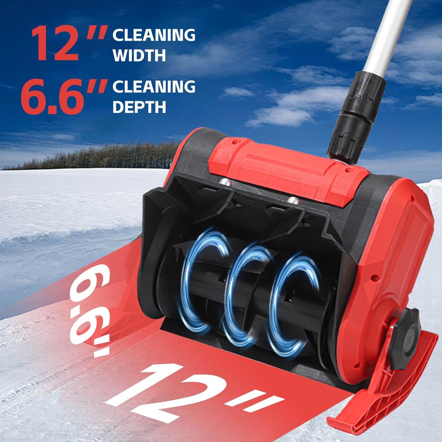 12'' Cordless Snow Shovel 21V Battery Powered Electric Snow Blower w/2 Battery