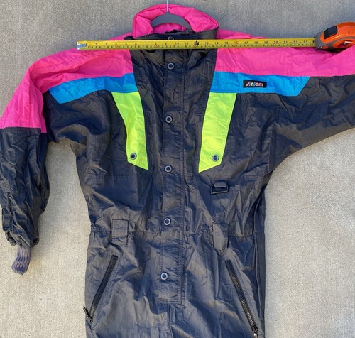 Vintage Neon Colorblock 80s 1980s Snowsuit Nylon Windbreaker Ski Slalom Size L - Picture 14 of 24