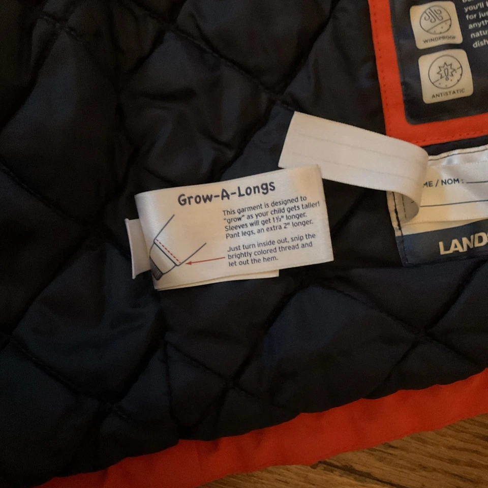 Abrigo de esquí al aire libre de invierno grande 7 para niños naranja azul Lands End envío rápido Foto 3 de 4