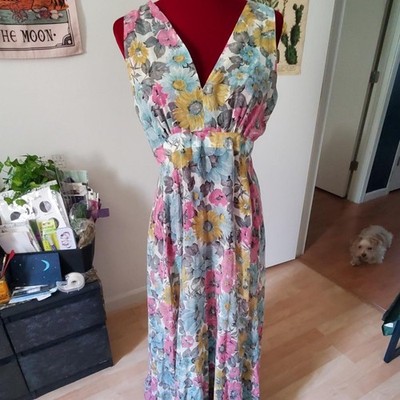women's light blue dress Baby Blue Beaded Maxi Dress