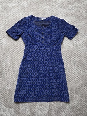 Boden Needlecord Empire Line Floral Etuikleid Neu ohne Etikett Blau Größe UK 8P