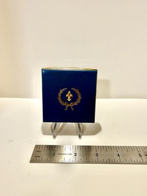 Vintage Dunhill Clearview Compact Powder Case Gold Tone w/ Blue Leather Cover279