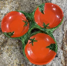 Vintage Maruhon Ware Tomato divided Serving/Relish Tray 1950’s Japan Handpainted