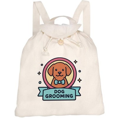 'Dog Grooming Emblem' Canvas Rucksack / Backpack (RK00043586)