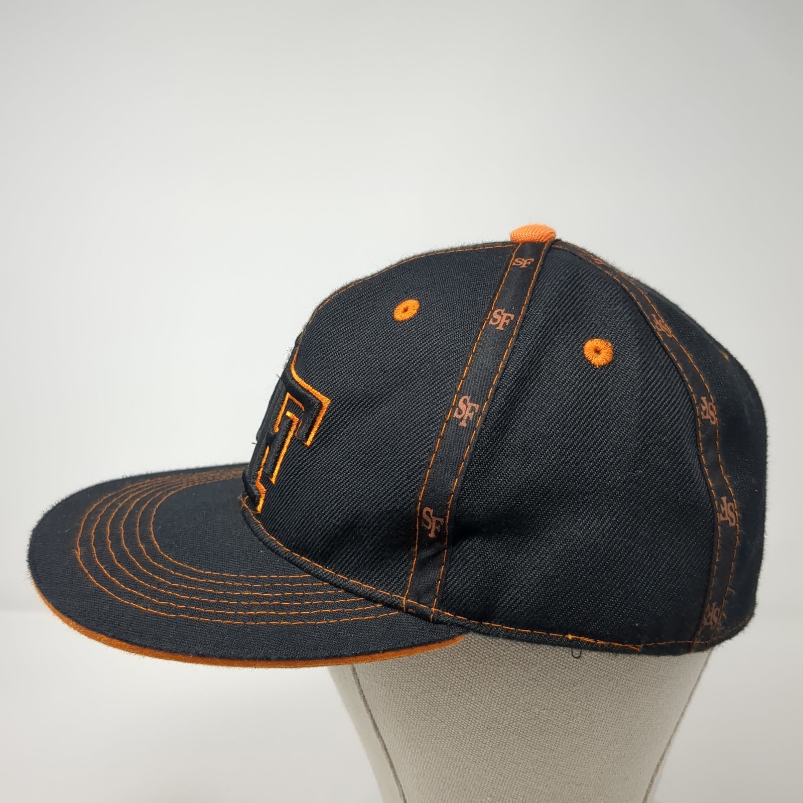 SF Fitted Baseball Cap Solid Black Large Embroide… - image 3