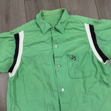 Vtg King Louie Bowling Shirt Collared Button Down Green Sz Medium Green Frocket