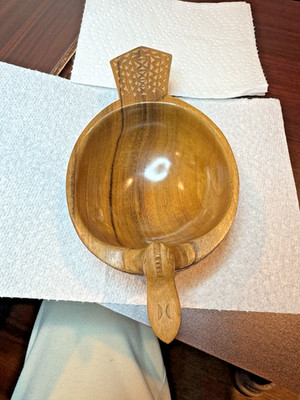 Handmade Folk Art Wood Scandinavian Bowl Hand Carved