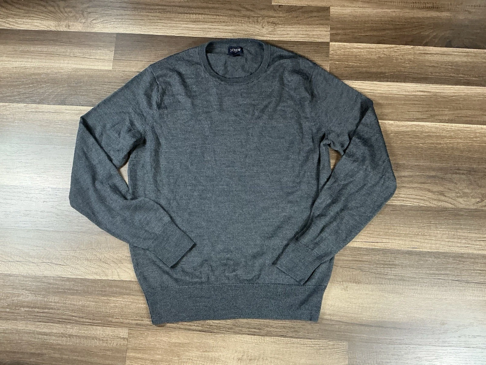 J Crew Sweater Men Gray Crewneck Long Sleeve Wool Blend M Preppy Knit American