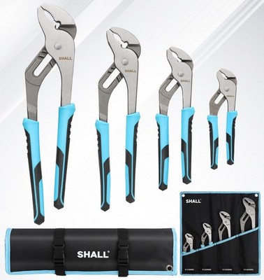 SHALL 4-tlg Wasserpumpenzange Set 300&252&203&152mm aus Cr-V Stahl Rohrzange