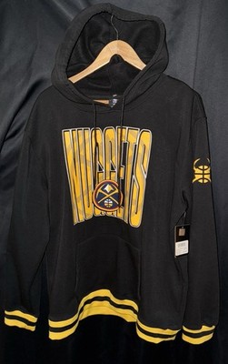 NWT! New Men s UNK Denver Nuggets Pullover Hoodie Sweatshirt Black Yellow Size L