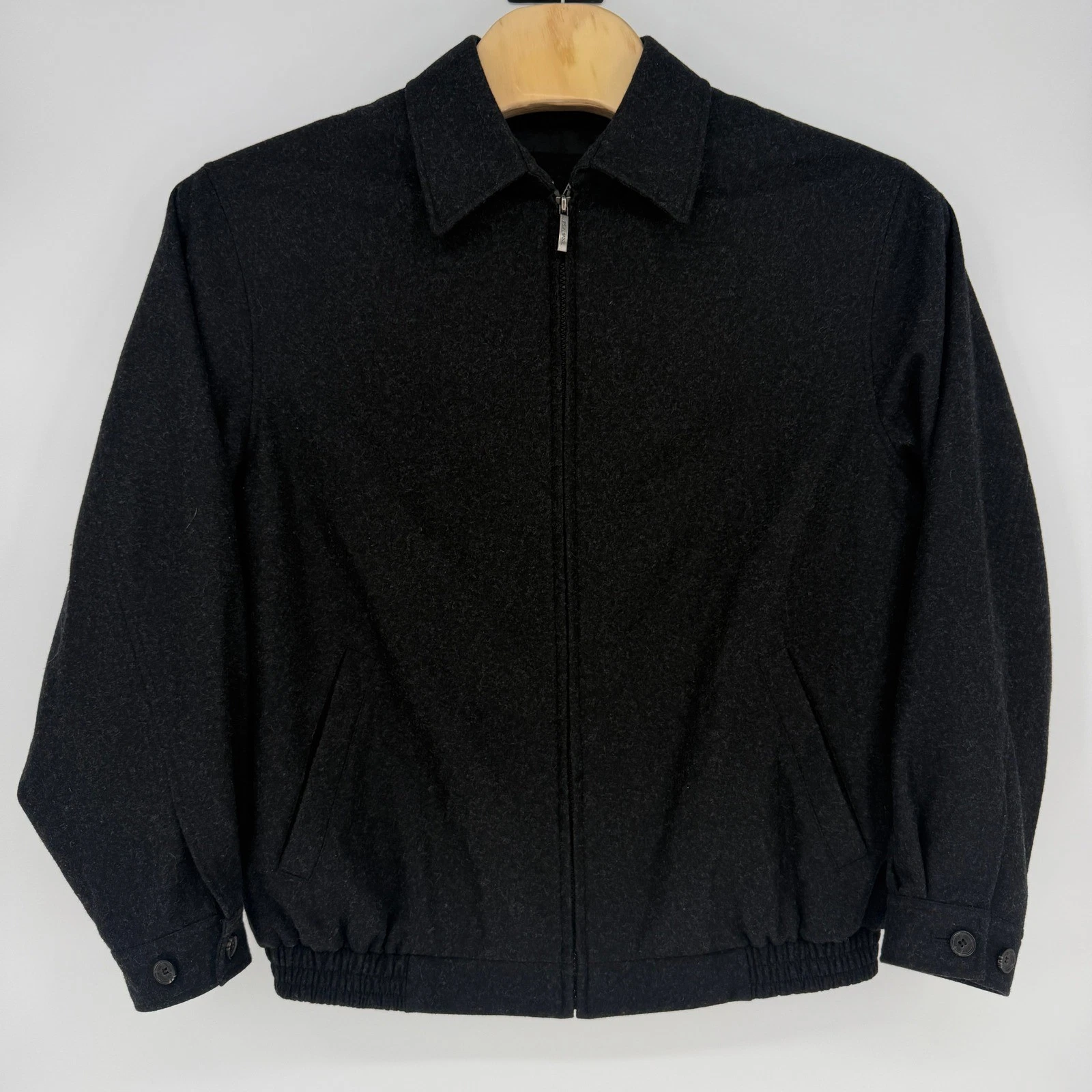 Jos. A. Bank Mens Wool Blend Full Zip Jacket Charcoal Gray Large L Regular NWOT image 2