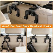 4-Pack Car Seat Headrest Hook Universal Backseat Hanger for Purse Bags Groceries