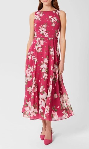 Hobbs Midi-Anlasskleid UK 18 bunt A-Linie Blumen Georgette ärmellos - Bild 17 von 23