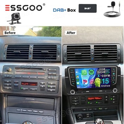 DAB+ Für BMW 3er E46 Android 15 Auto CarPlay Autoradio GPS WIFI 12LED KAM 2+64GB