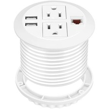 Certified USB Power Grommet with Two 125V AC Outlets  Network Interface