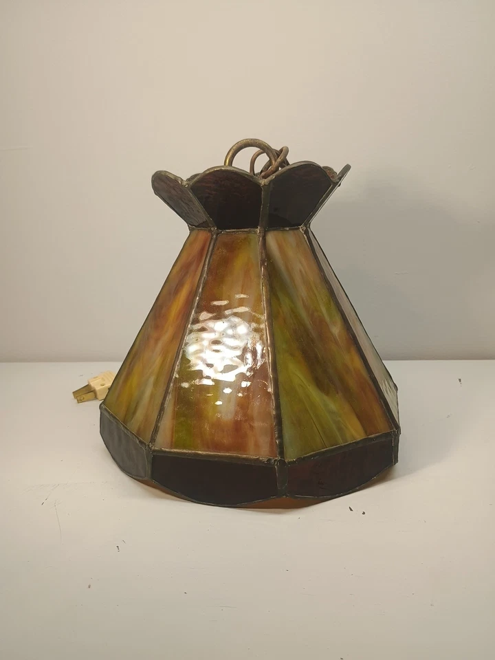 Lámpara de techo colgante estilo vitral Tiffany lámpara de bar de pub 7" Foto 2 de 4