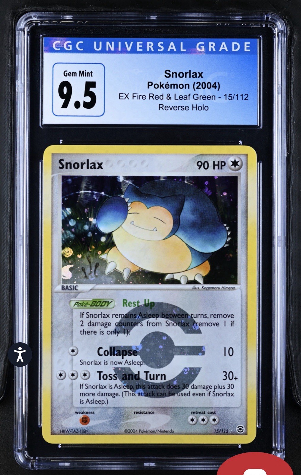 2004 Pokemon EX Fire Red & Leaf Green Snorlax Reverse Holo #15 CGC 10 Gem Mint