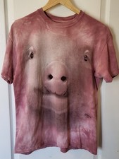 The Mountain Pig Face Pink Tie Dye Shirt Sz Med Animals Piglet Made In USA 2011