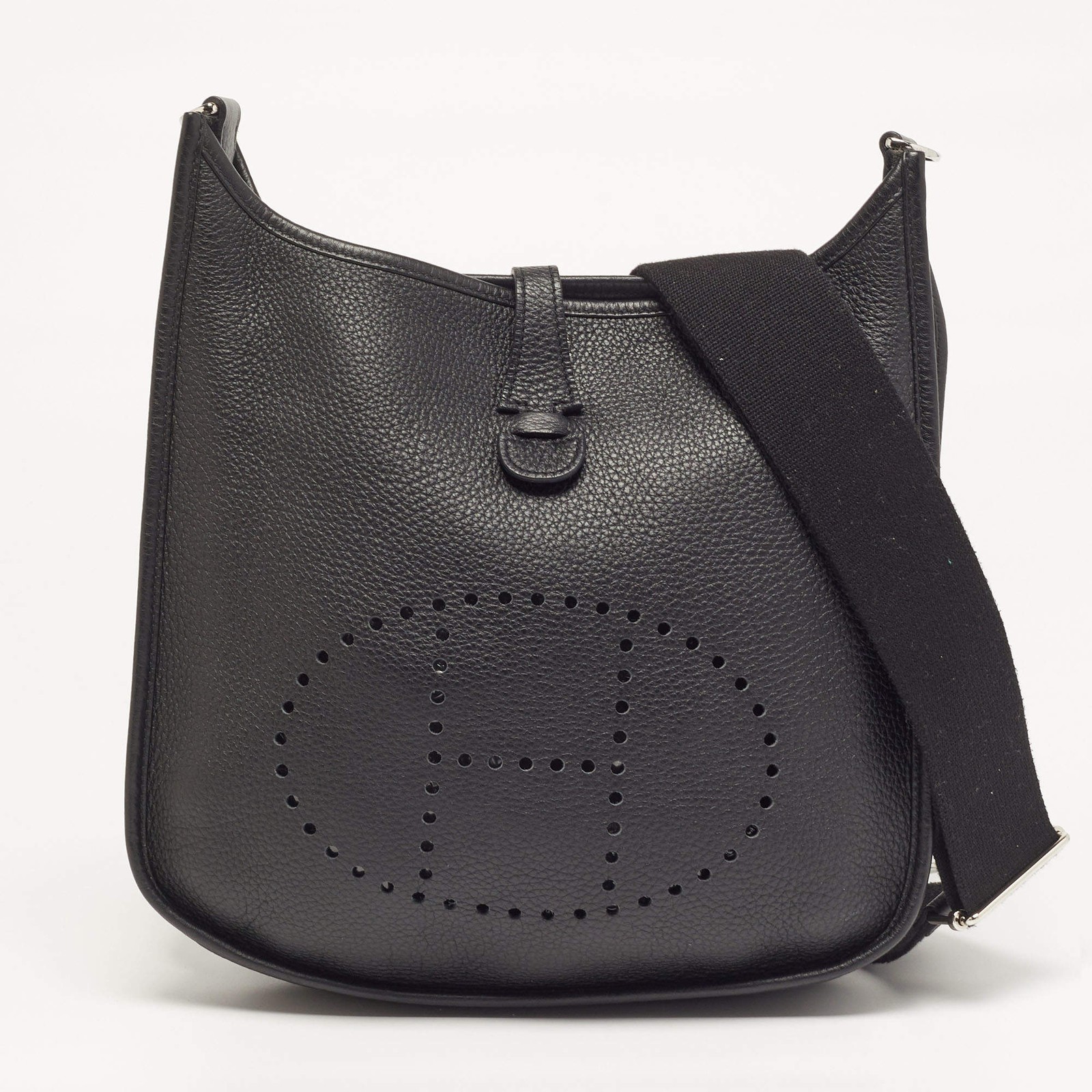 Hermes Evelyne III PM Noir Taurillon Clemence Leather Shoulder Bag