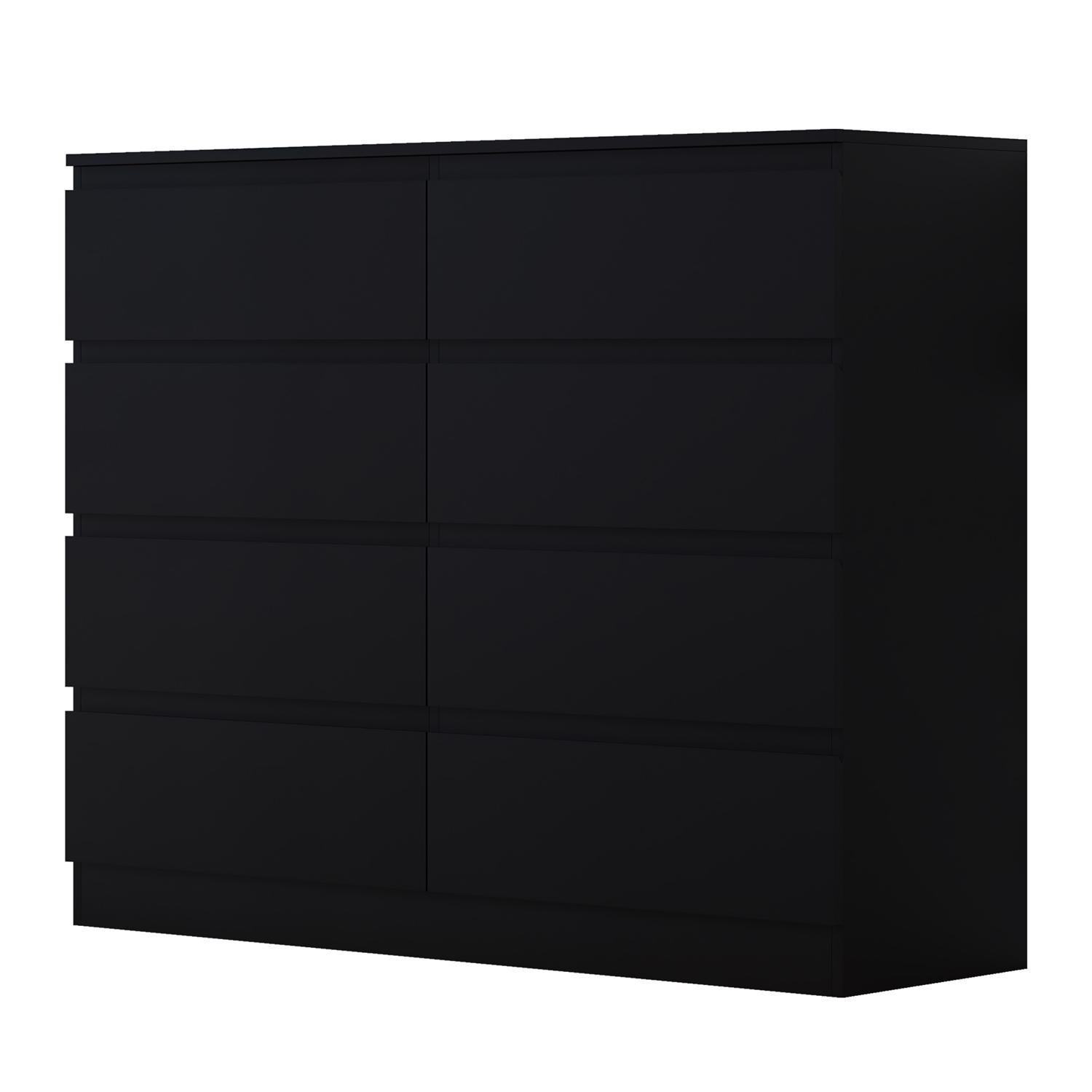 Scanndinavian Style Home Office Sideboard 8 Drawer Chest Black Modern Furniture