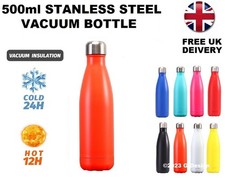500ml Stainless Steel Water Bottle Vacuum Insulated Yoga Sport Gym Drinks Flask