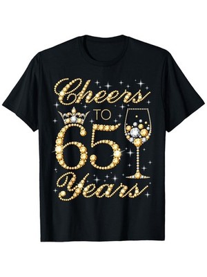 Men's & Unisex 65th Birthday Milestone T-Shirt - 65 Years Golden Glitter & Win