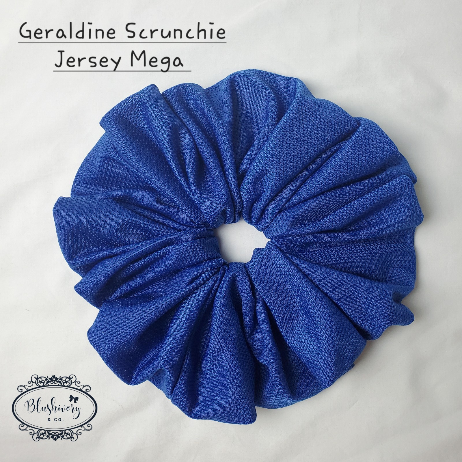 Geraldine Jersey Blue Mega Scrunchie Hair Tie for Thick Hair