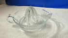 Vintage Federal Glass Juicer Reamer Clear Glass Ribbed with Loop Handle Large