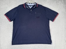 Tommy Hilfiger Polo Shirt Men Extra Large Blue Classic Fit Pocket Cotton Golf