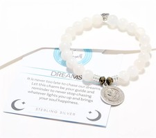 T. Jazelle Beaded Gemstone Bracelet with Sterling Silver Moon Charm,