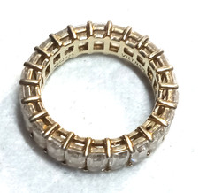 Designer Signed Vintage Vietnam Sterling Silver Vermeil Cz Eternity Band SZ 7
