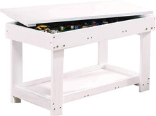 Kids Activity Table with Board and Storage for Bricks Activity Play Table (White