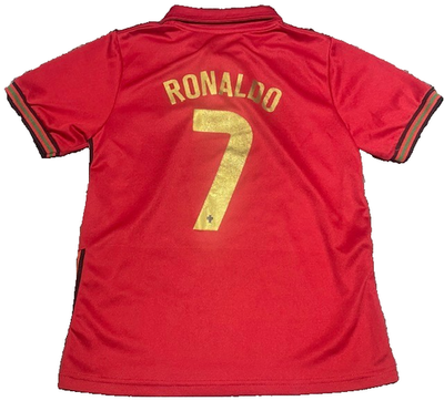 Portugal Ronaldo #7 Soccer Jersey Red Youth Size 24 Football