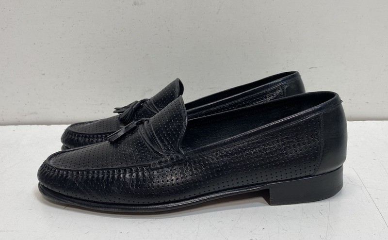 Bally Black Perforated Leather Tassel Loafer Men's Dress Shoes Size 9D