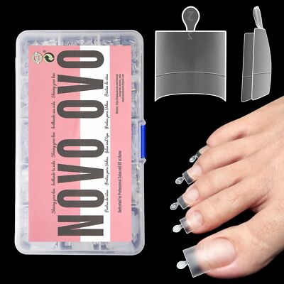 Fake Toe Nail Tips, Soft Gel Toenail Extension, Half Cover Prefiled Square Cl...