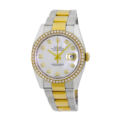 ROLEX Steel 18K Yellow Gold 36mm Diamond Datejust 116243 Box