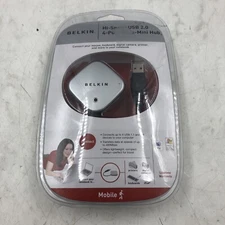 Belkin F5U407 Hi-Speed USB 2.0 4-Port Ultra-Mini Hub Multi-Device Connector NOS