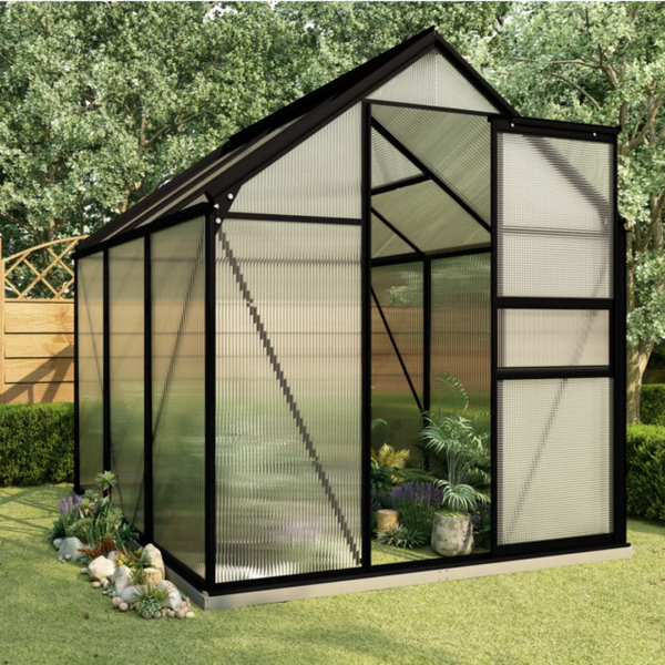 vidaXL Greenhouse with Base Frame Anthracite Aluminium (48215) for sale