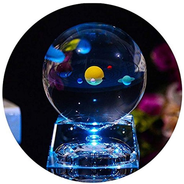 3d Night Lights Crystal Ball With Solar System Model And Led Lamp Base Clear Of