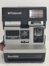 Polaroid Sun 600 LMS Instant Film Flash Camera w/Strap Flip Up Flash Vtg NOTE
