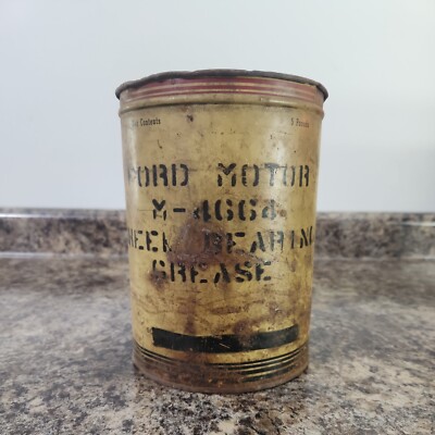 Vintage Ford Motor Wheel Bearing Grease Tin 5 lb M-4664 Oil Can