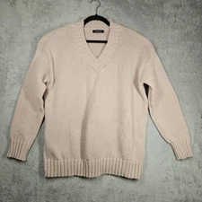C.O.Z.Y. Warm Cozy Lifestyle V-Neck Pullover Sweater Beige Polyester Blend Sz XL