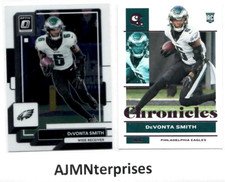 DeVonta Smith 2-card Lot 21-22 Donruss Optic Silver Prizm & Chronicles RC Eagles