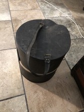 VTG Retro Round Hard Plastic Black MidCentury Hat Box Wig Case w/ Clasp Luggage